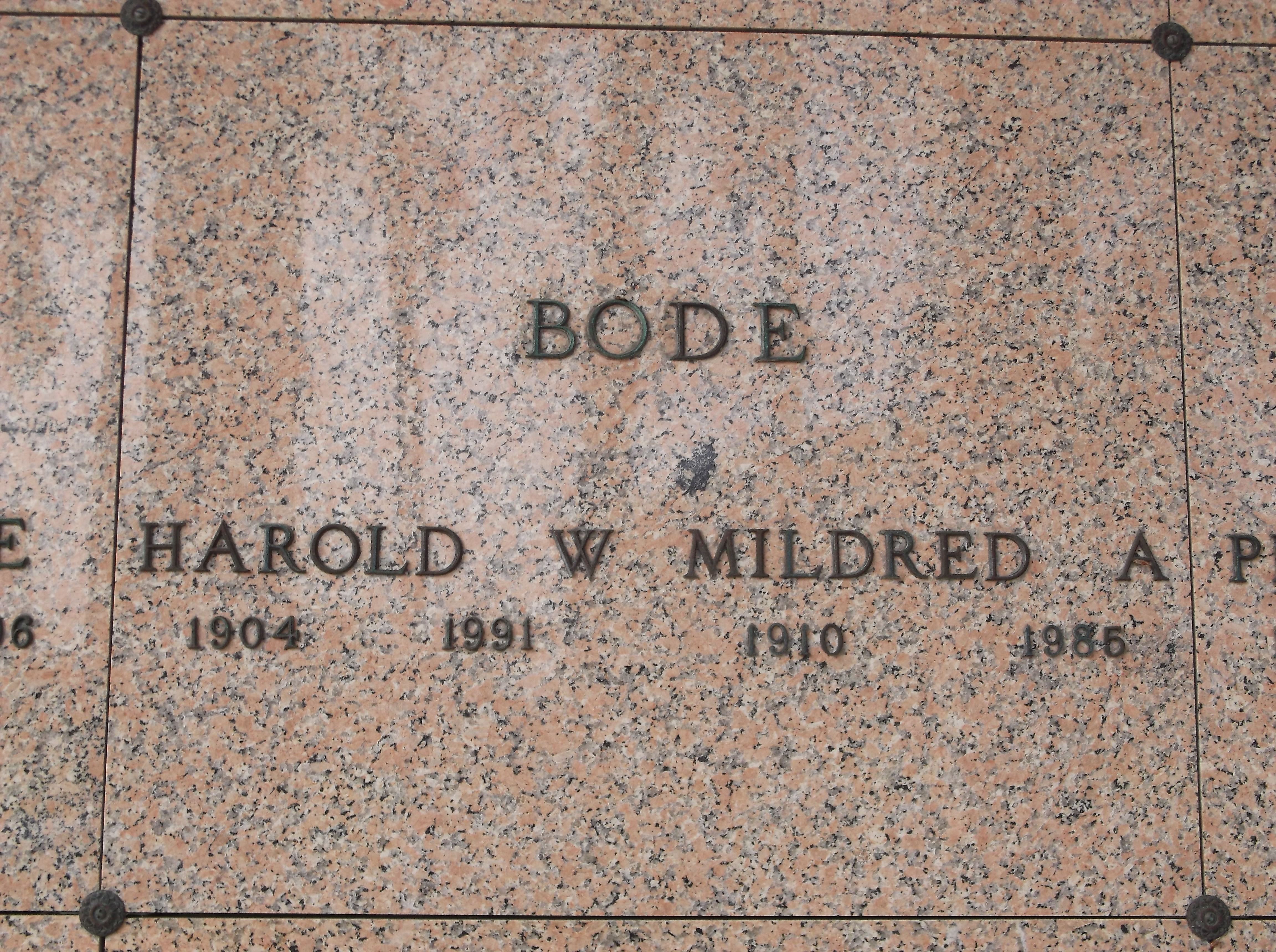 Harold W Bode