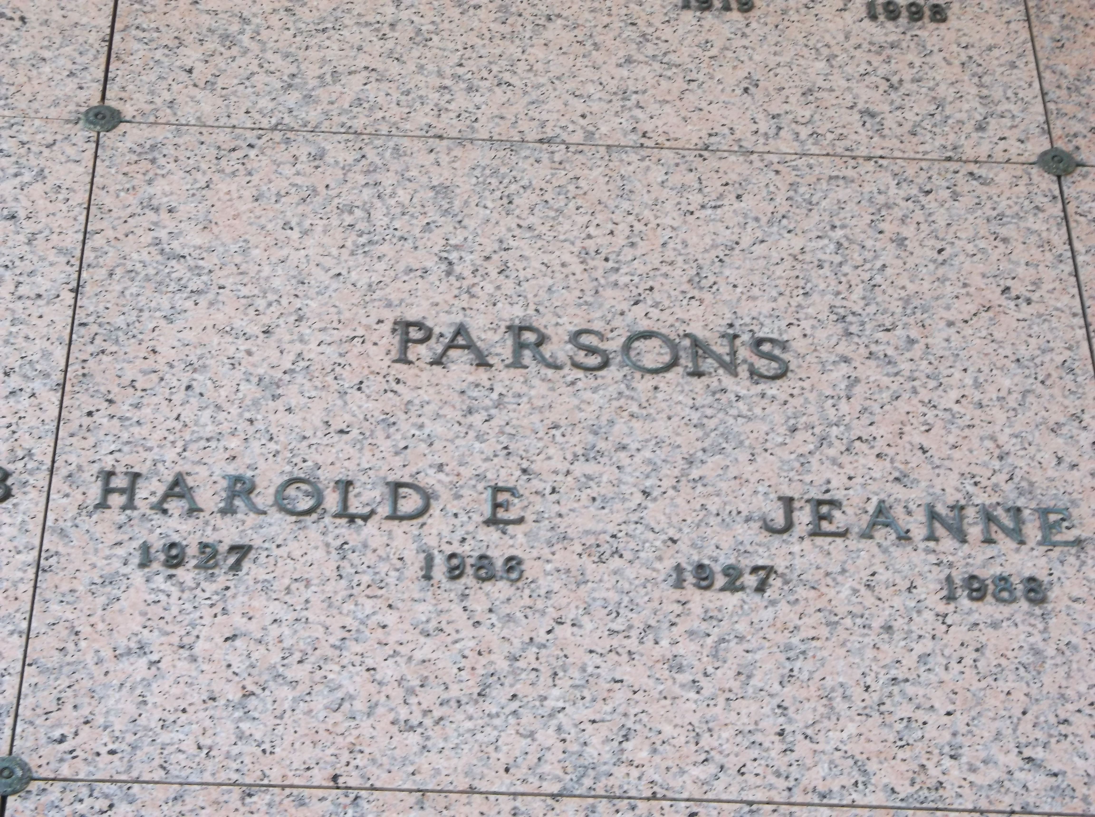 Harold E Parsons