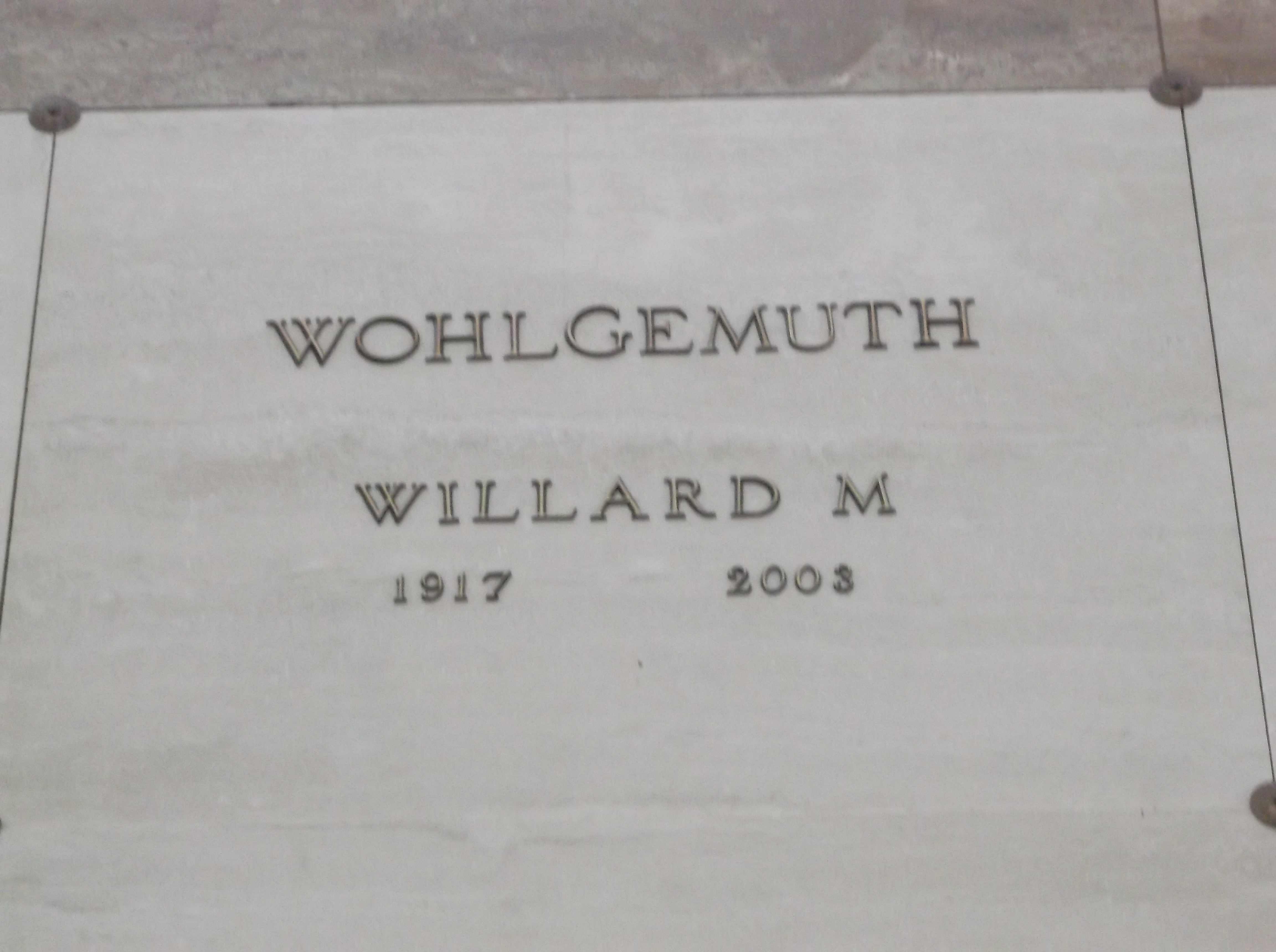 Willard M Wohlgemuth