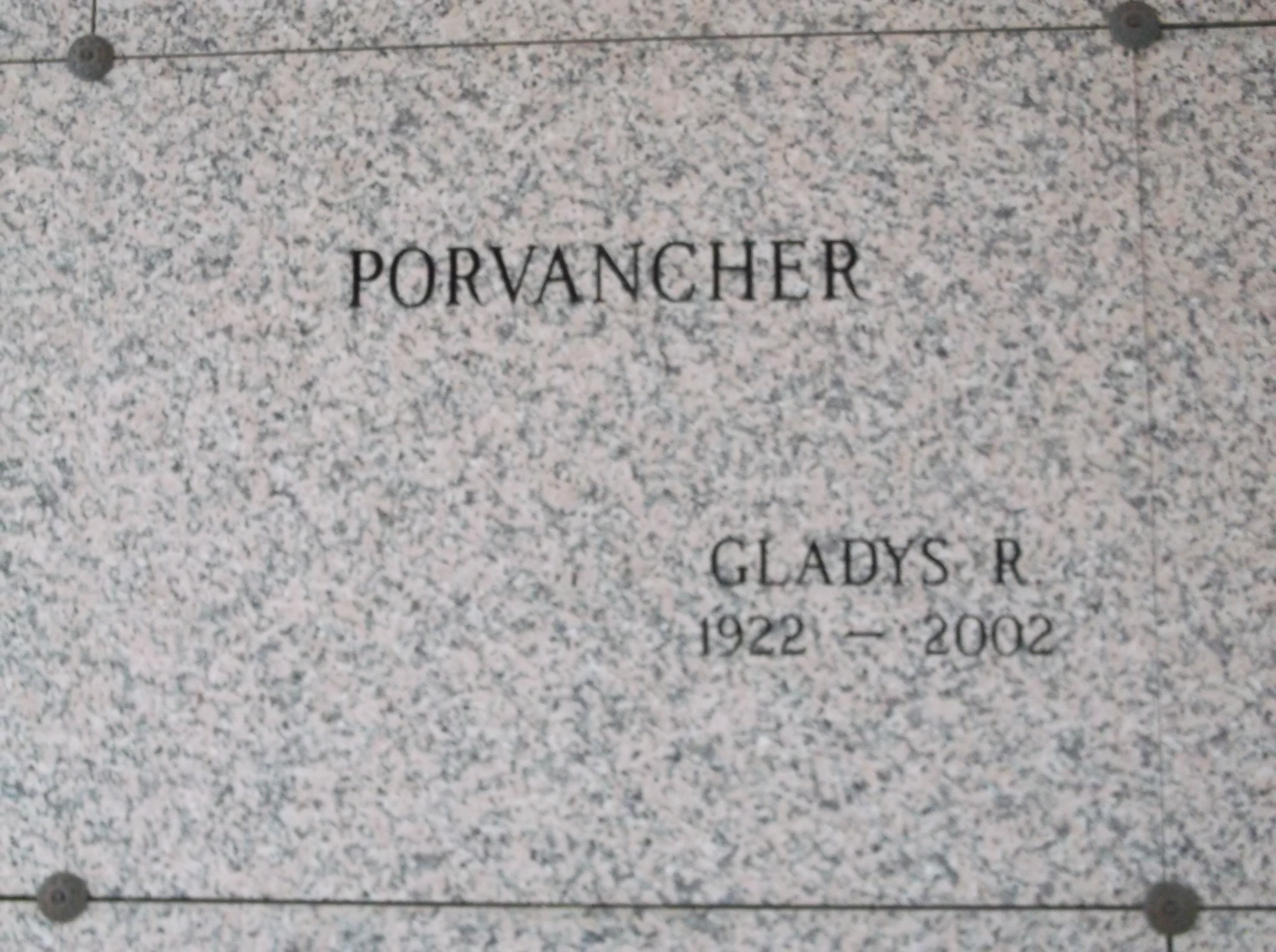 Gladys R Porvancher