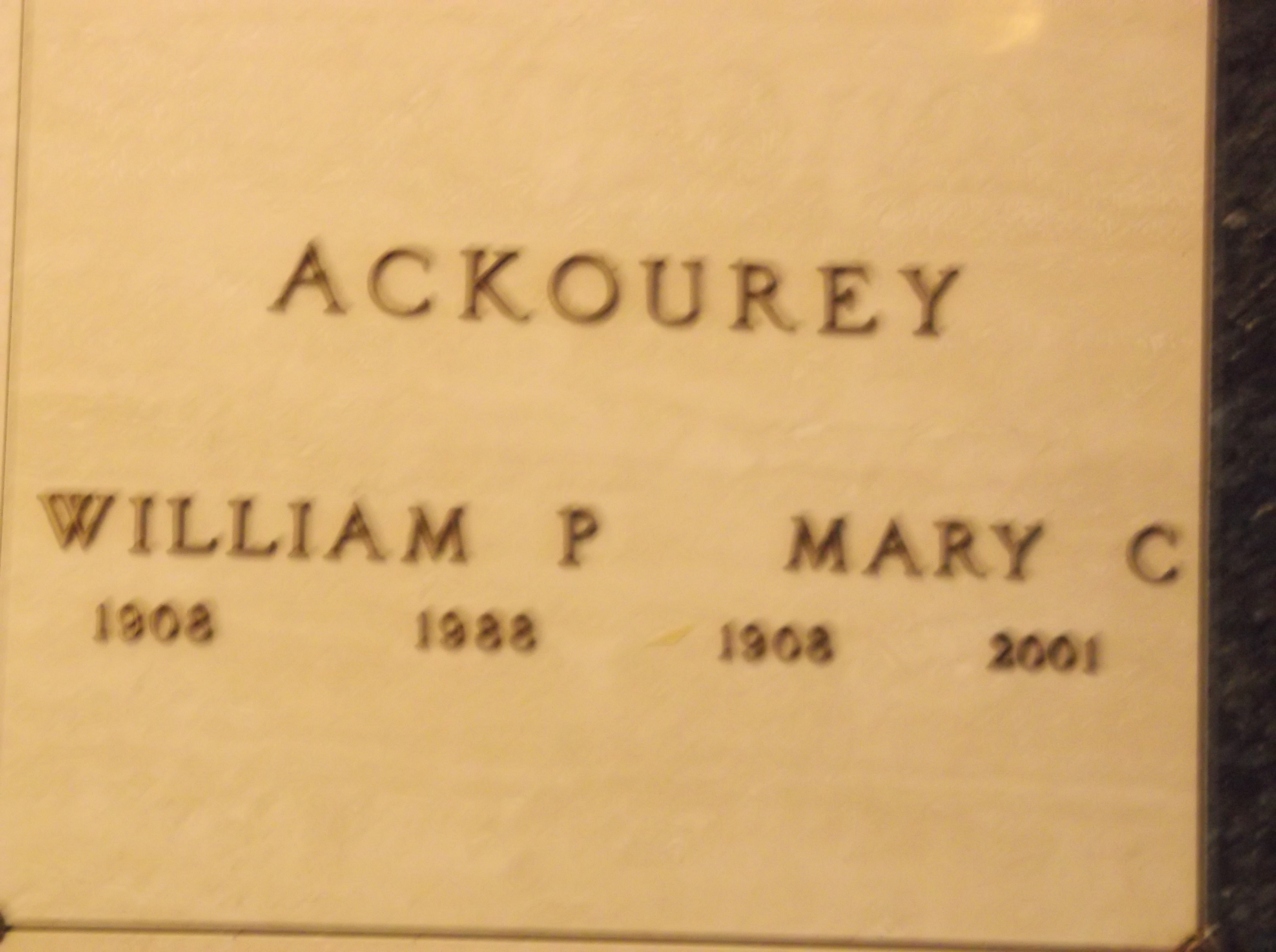William P Ackourey