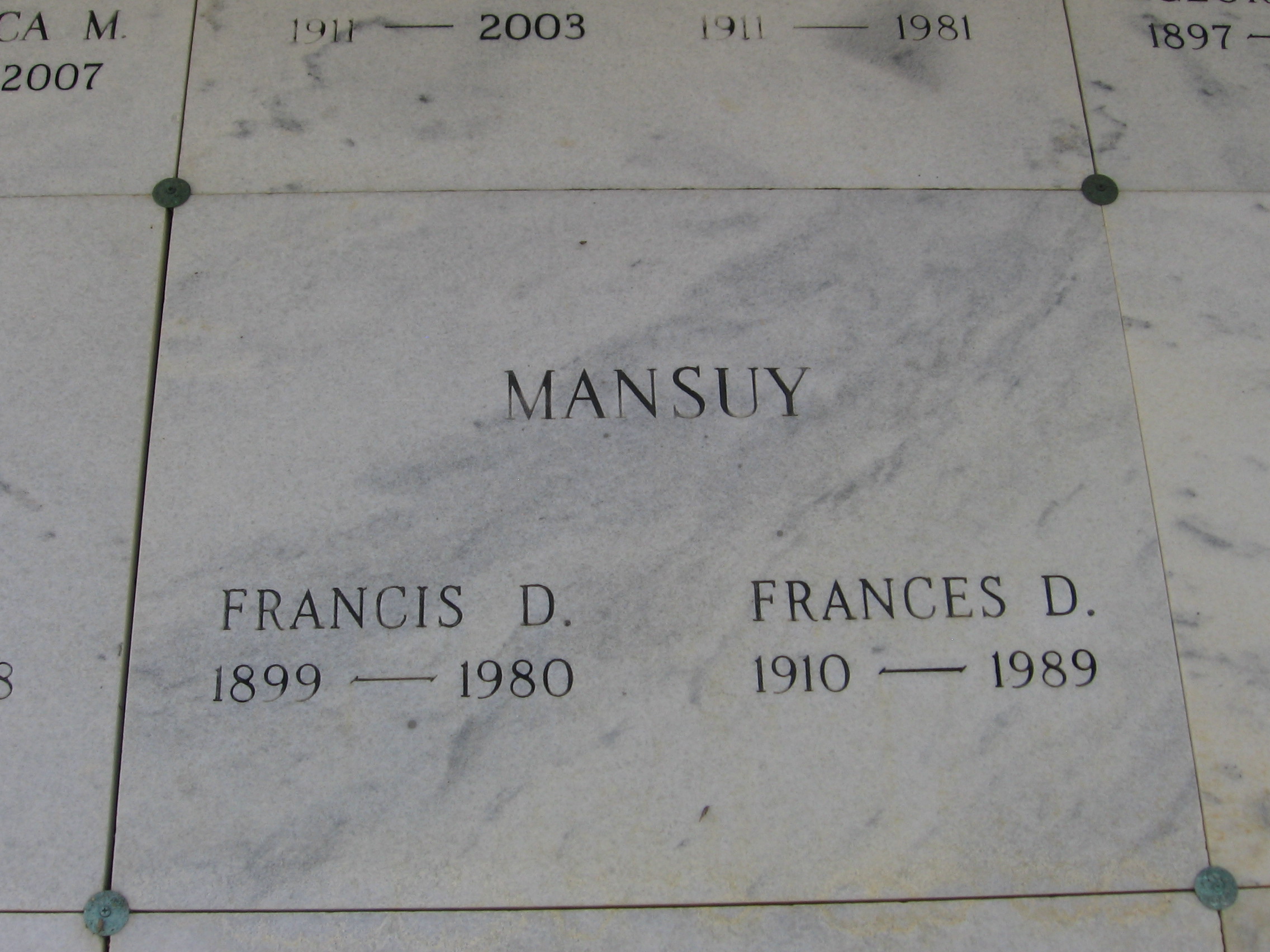 Frances D Mansuy