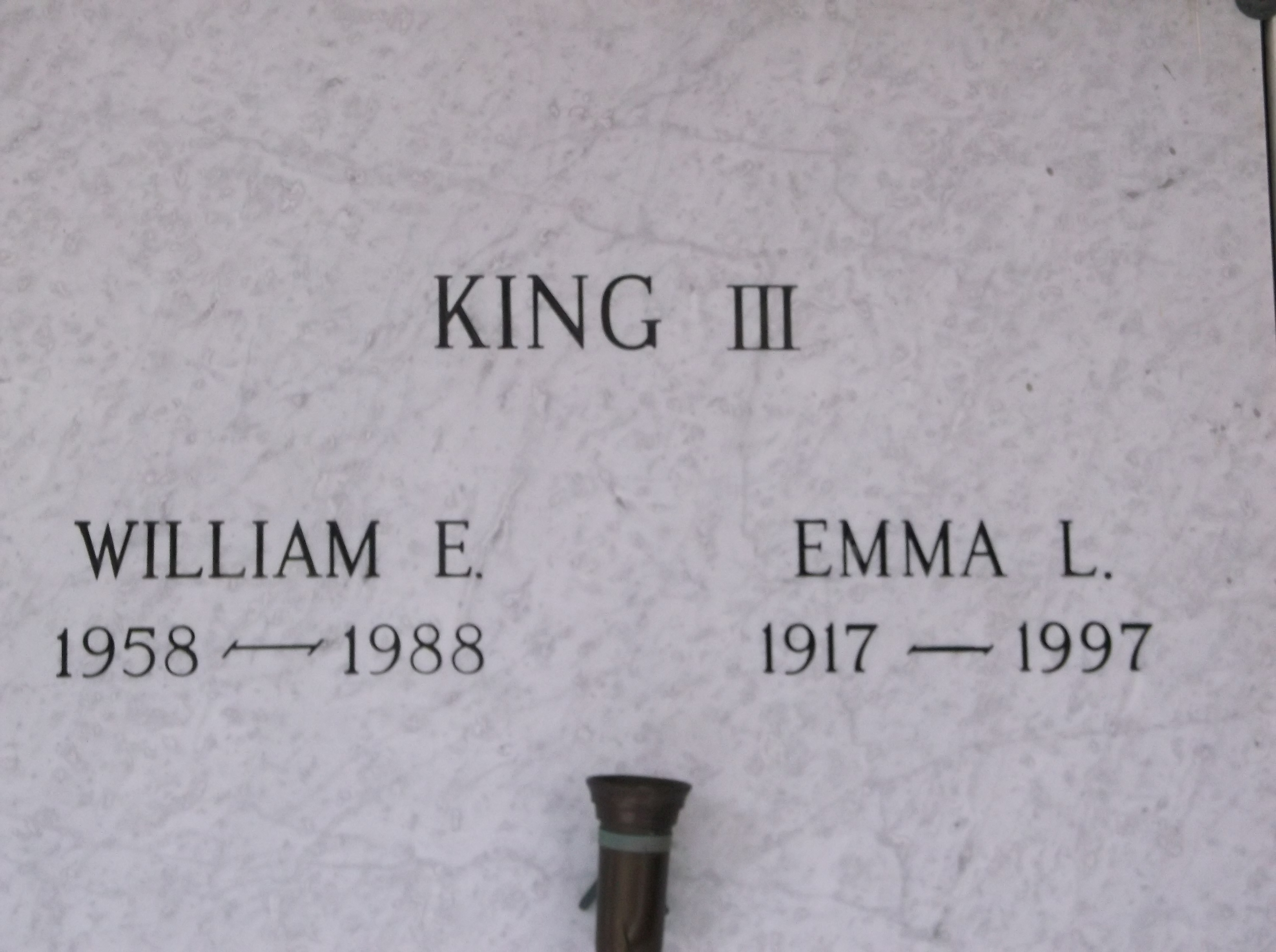 William E King, III