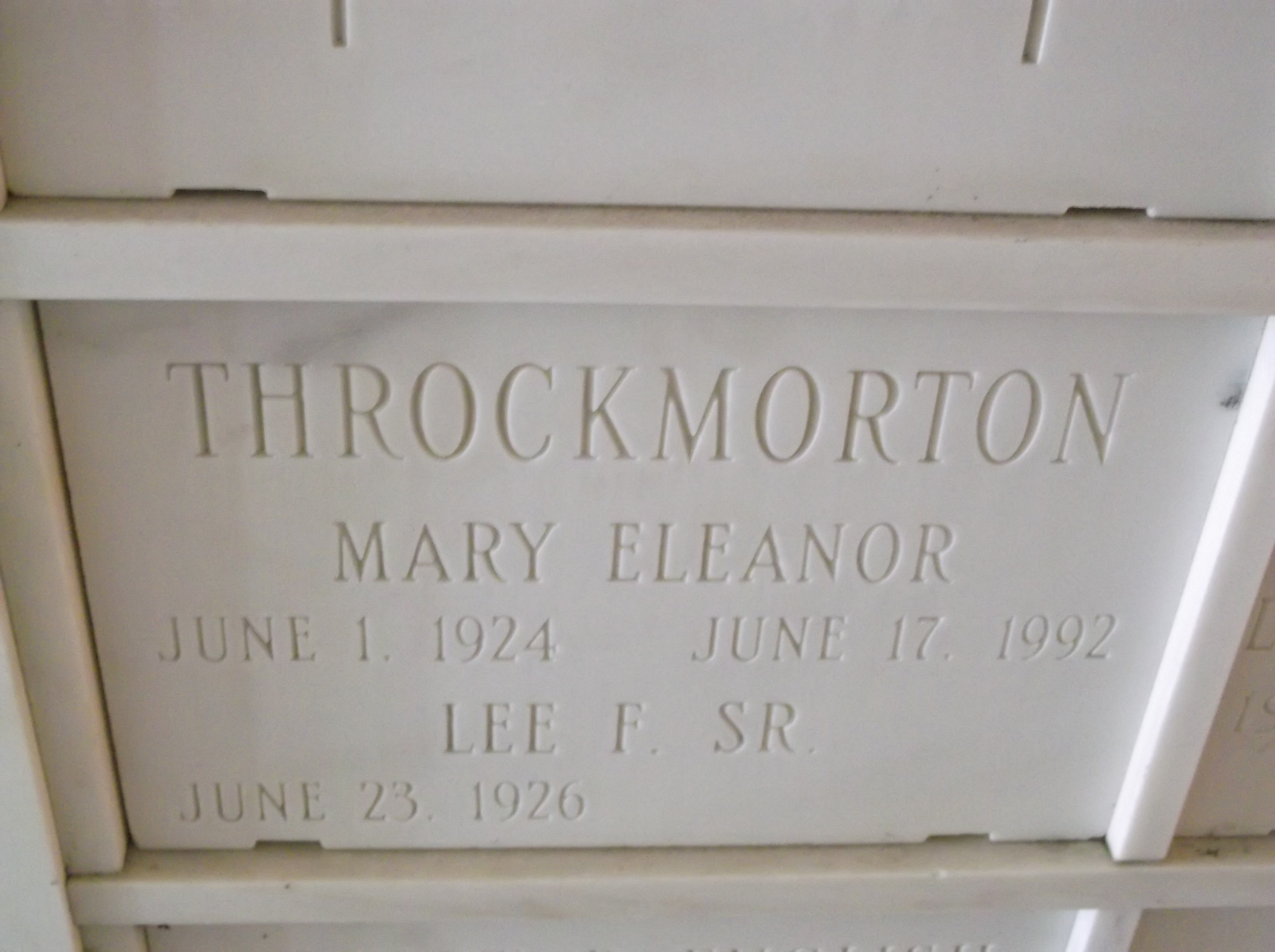 Lee F Throckmorton, Sr