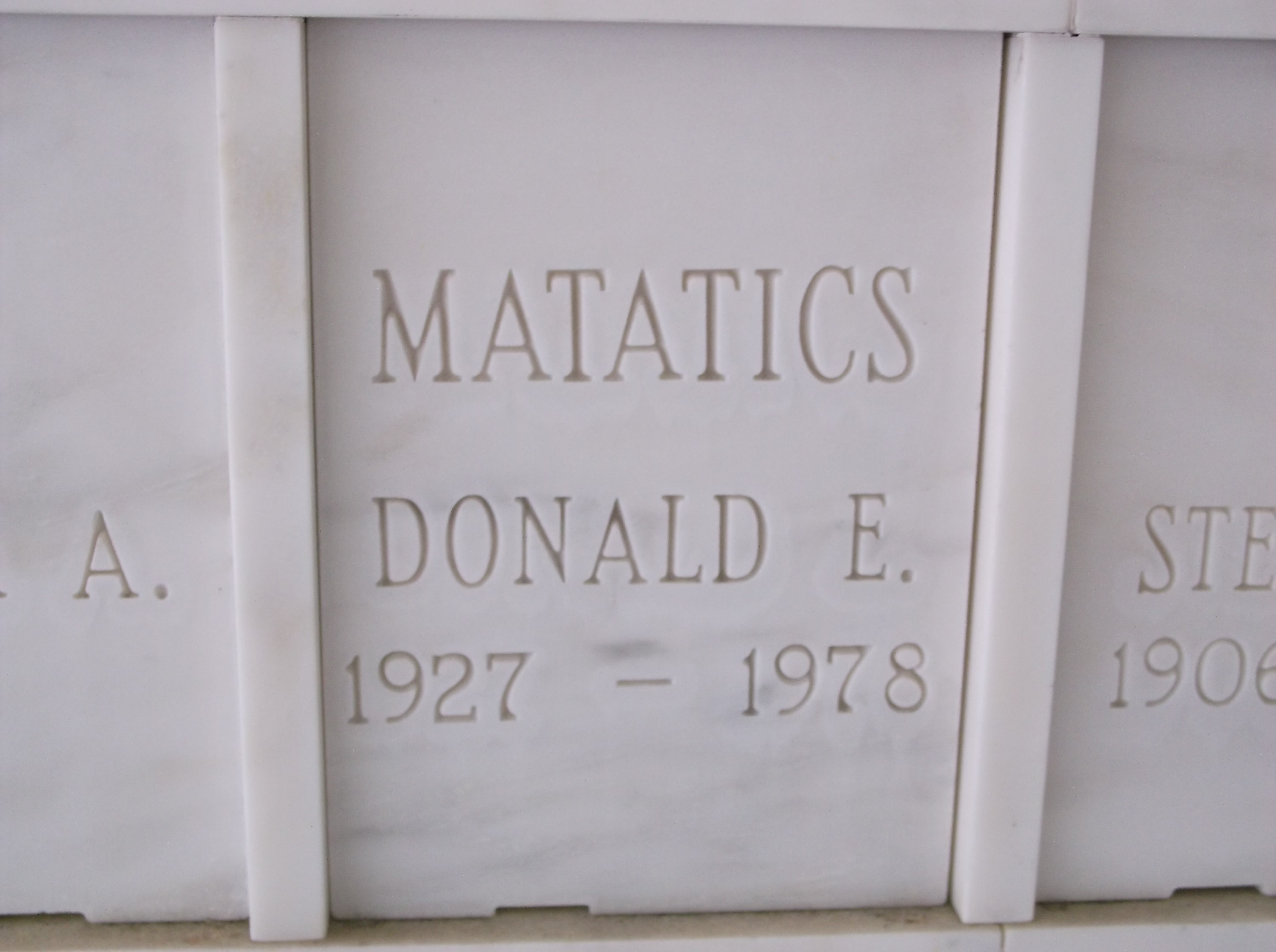 Donald E Matatics