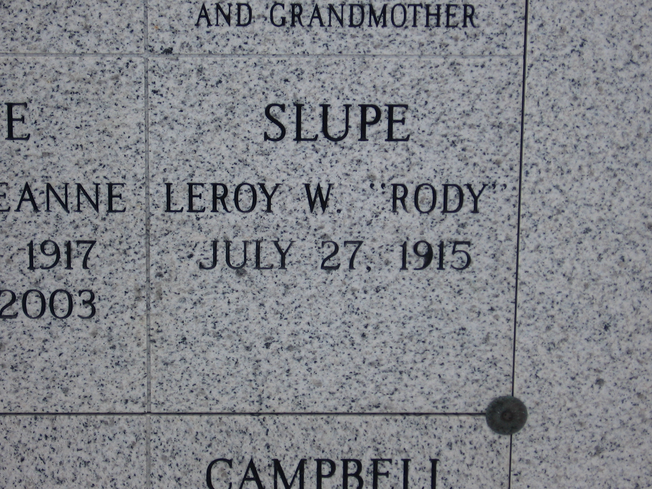 Leroy W "Rody" Slupe