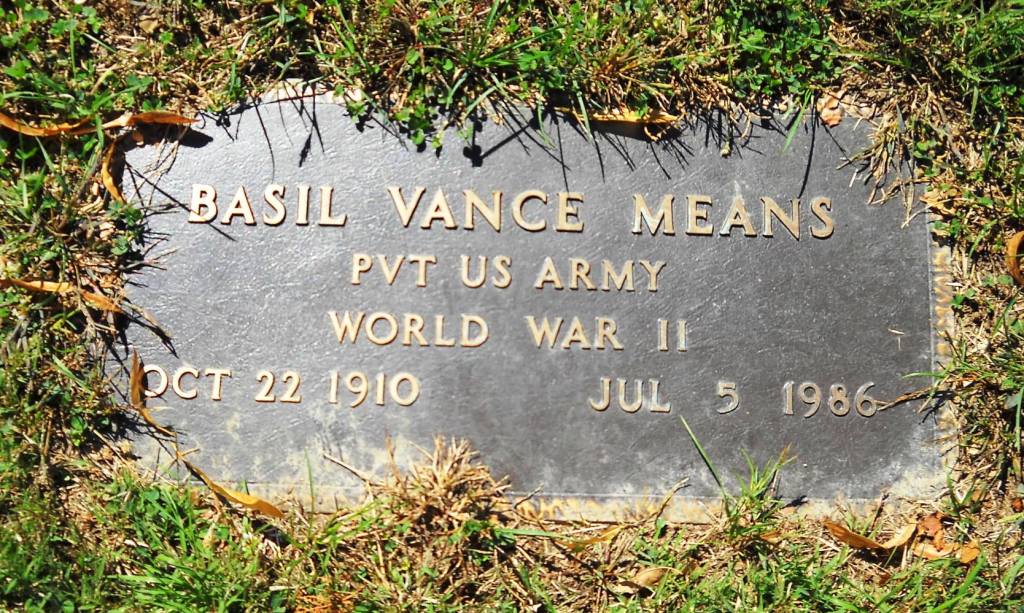 Pvt Basil Vance Means
