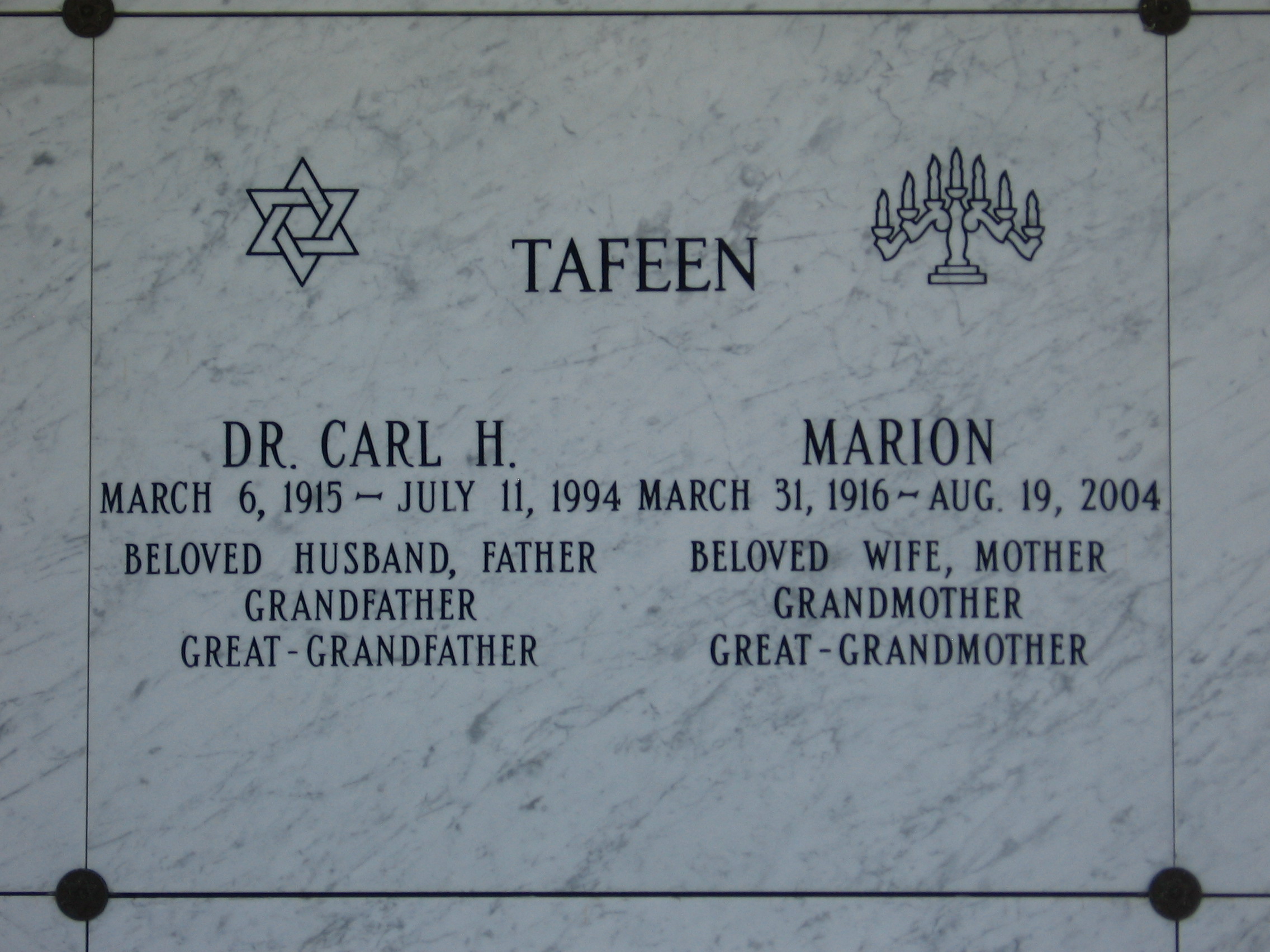 Dr Carl H Tafeen