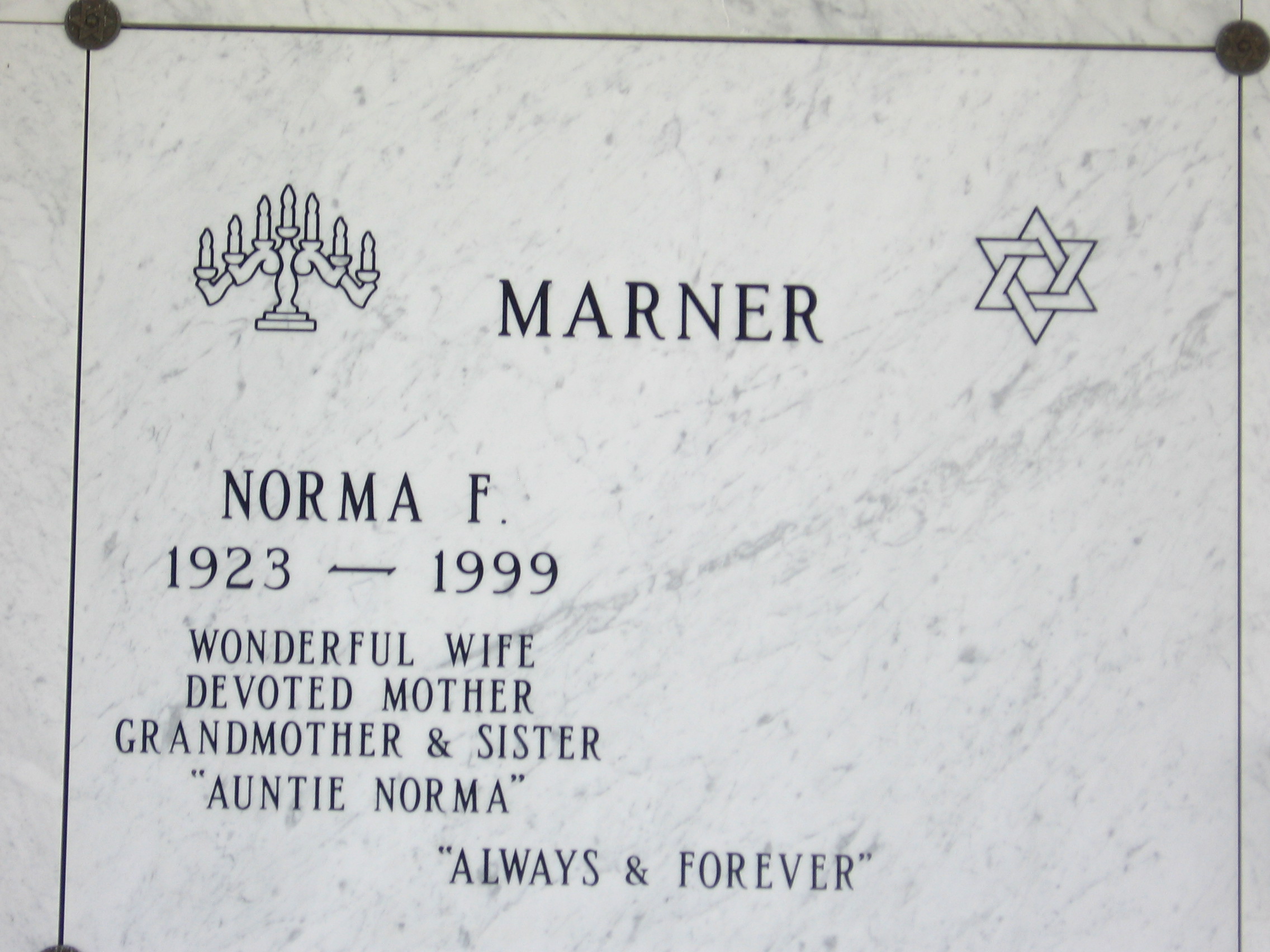 Norma F "Auntie Norma" Marner