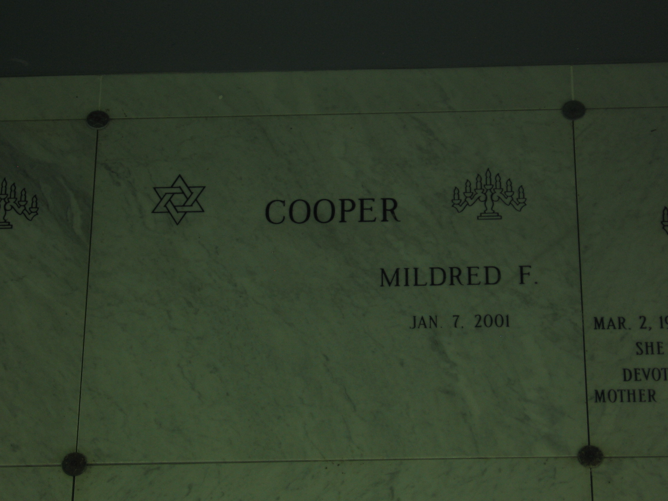 Mildred F Cooper
